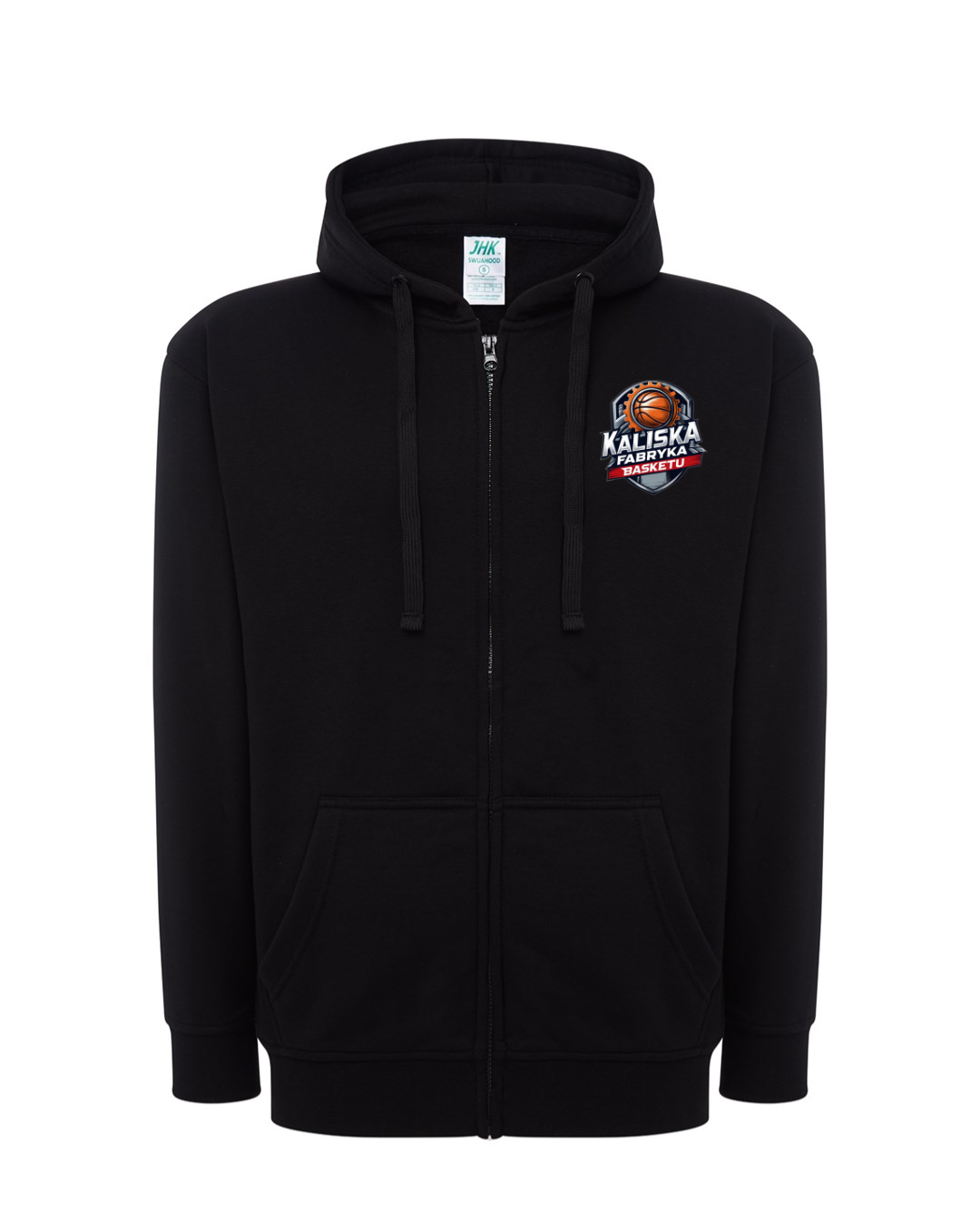 Bluza z kapturem na suwak z herbem - czarna