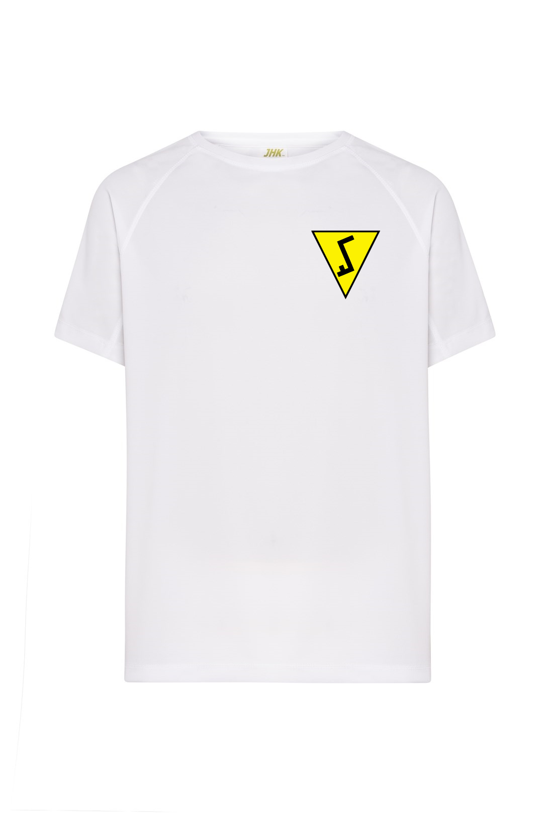T-shirt poliestrowy z herbem - biały