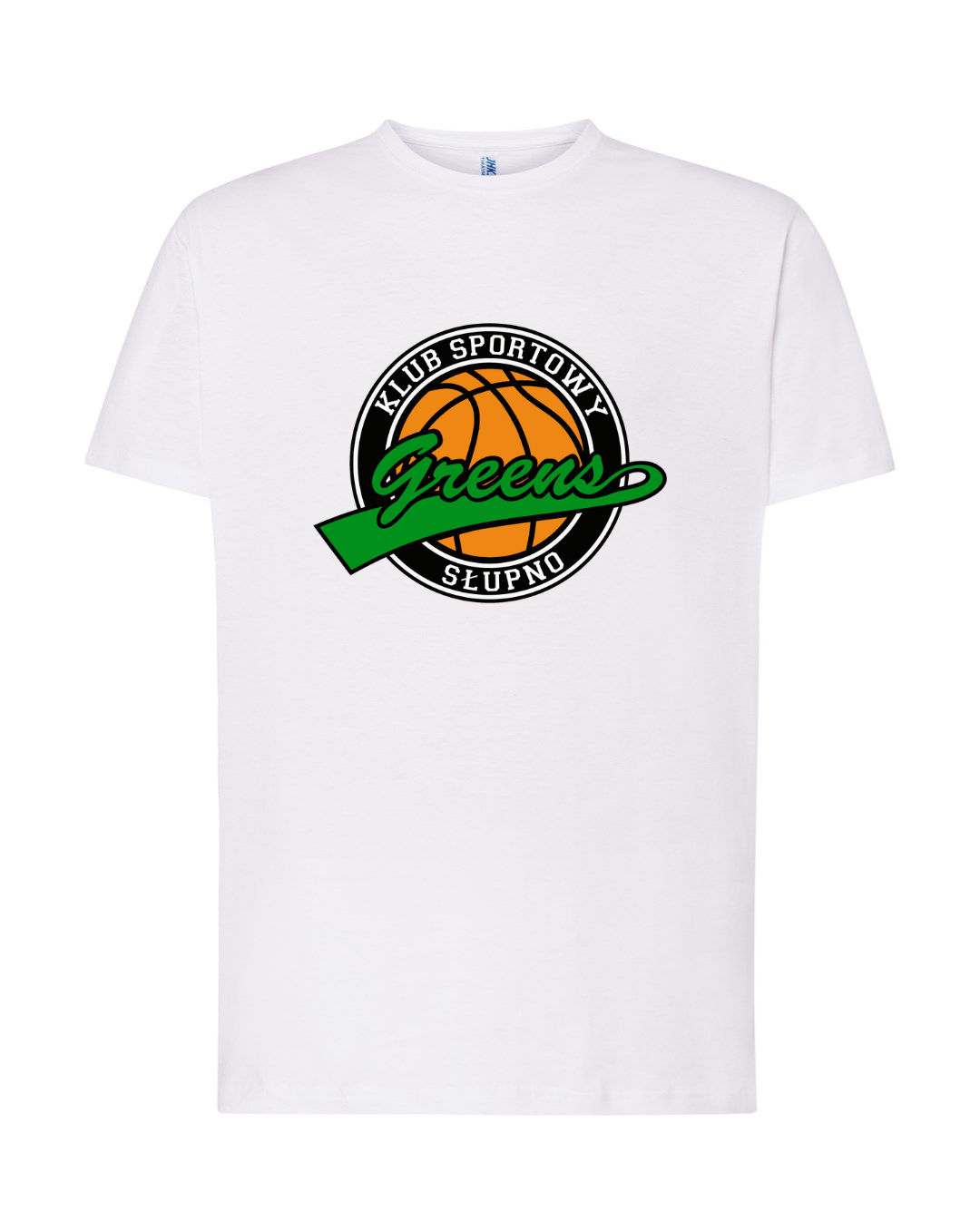 T-shirt poliestrowy z herbem - biały - koszykówka